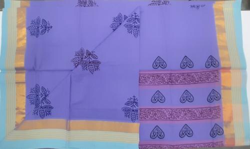 PL Salem Sarees Hand Block Printed Saree